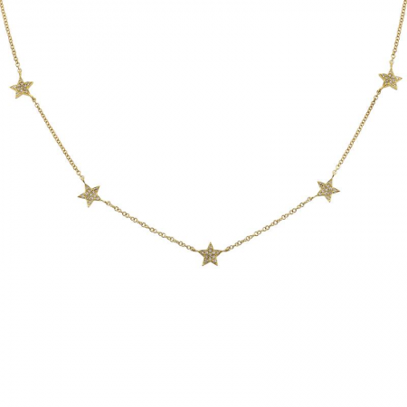 14K Yellow Gold Diamond Stars Necklace-Necklaces-Maurice's Jewelers-YELLOW GOLD-