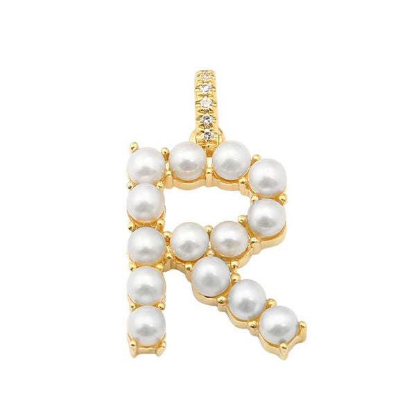 TIMELESS PEARLY Letter gold-tone pearl pendant