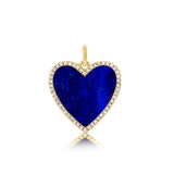 14K Yellow Gold Diamond + Lapis Heart Pendant-Charms & Pendants-aaron jewelry-YELLOW GOLD-