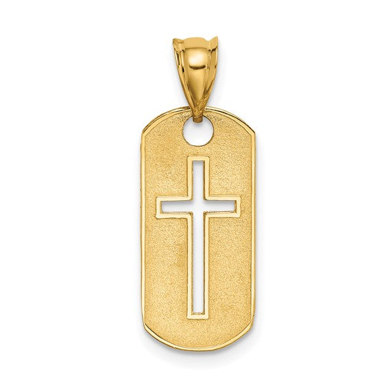 14K Yellow Gold Cut Out Cross Pendant-Charms & Pendants-Maurice's Jewelers-