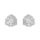 14K White Gold Diamond Cluster Stud Earrings-EARRINGS-VIMCO DIAMOND CORP-