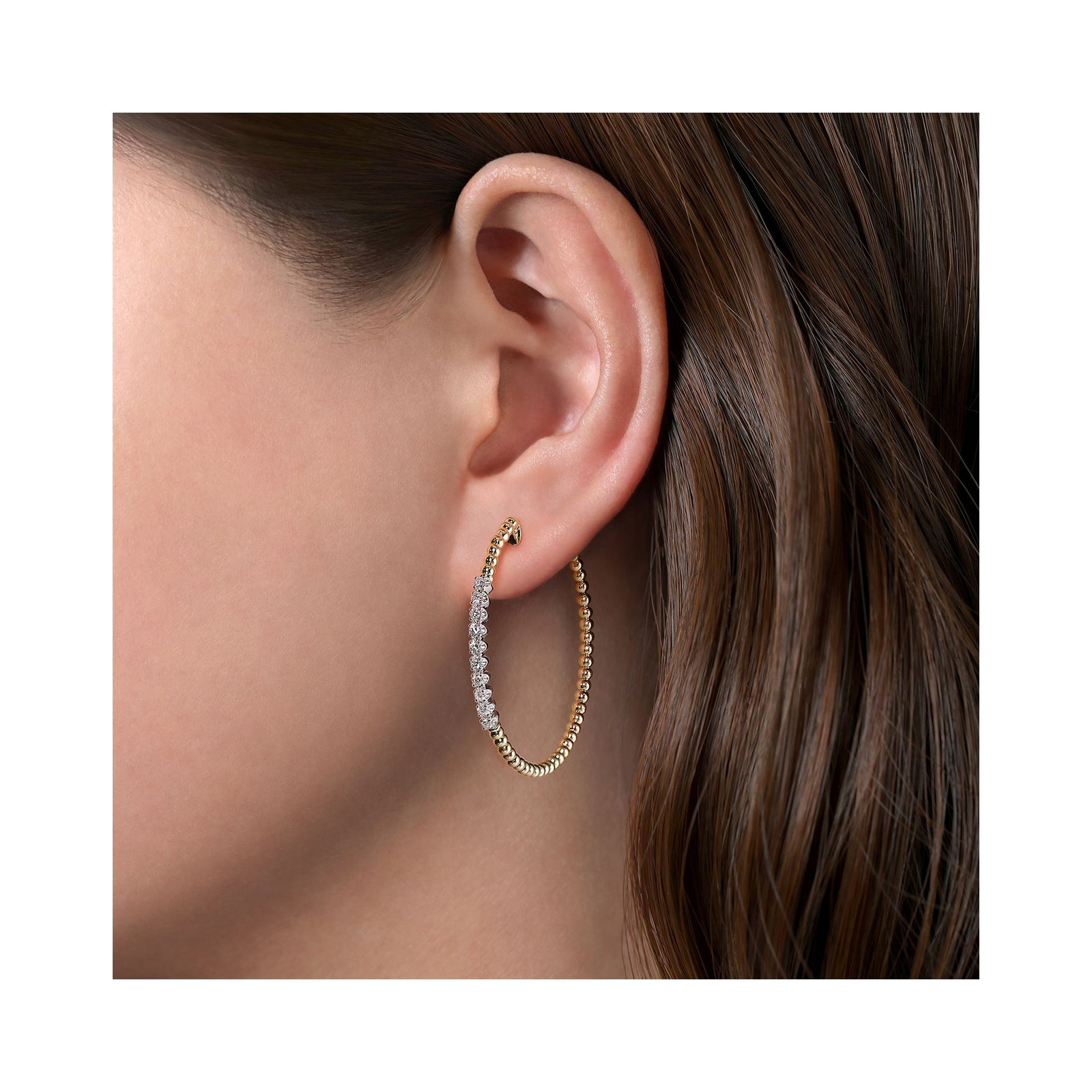 14K White Hoop Earrings sale with Bead