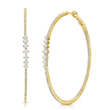 14K Rose Gold Diamond Inside-Out Hoop Earrings-Earrings-Maurice's Jewelers-YELLOW GOLD-