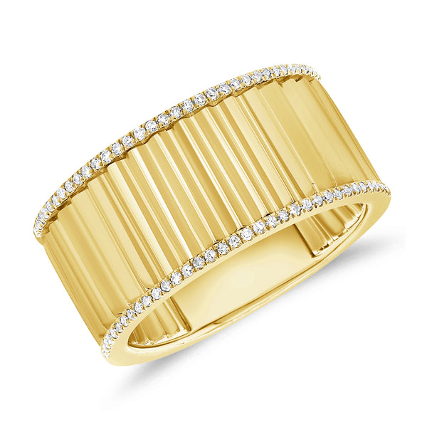 14K Yellow Gold Diamond Fluted Ring-Rings-aaron jewelry-YELLOW GOLD-