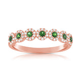 14K Yellow Diamond Halo + Emerald Band-Rings-aaron jewelry-ROSE GOLD-