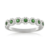 14K Yellow Diamond Halo + Emerald Band-Rings-aaron jewelry-WHITE GOLD-