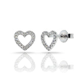 14K Yellow Gold Diamond Open Heart Stud Earrings-Earrings-aaron jewelry-WHITE GOLD-