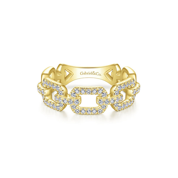 14K Yellow Gold Diamond Open Link Ring-Rings-gabriel & co-