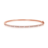 14K Yellow Gold Round & Baguette Diamond Bangle-Bangles-aaron jewelry-Rose Gold-