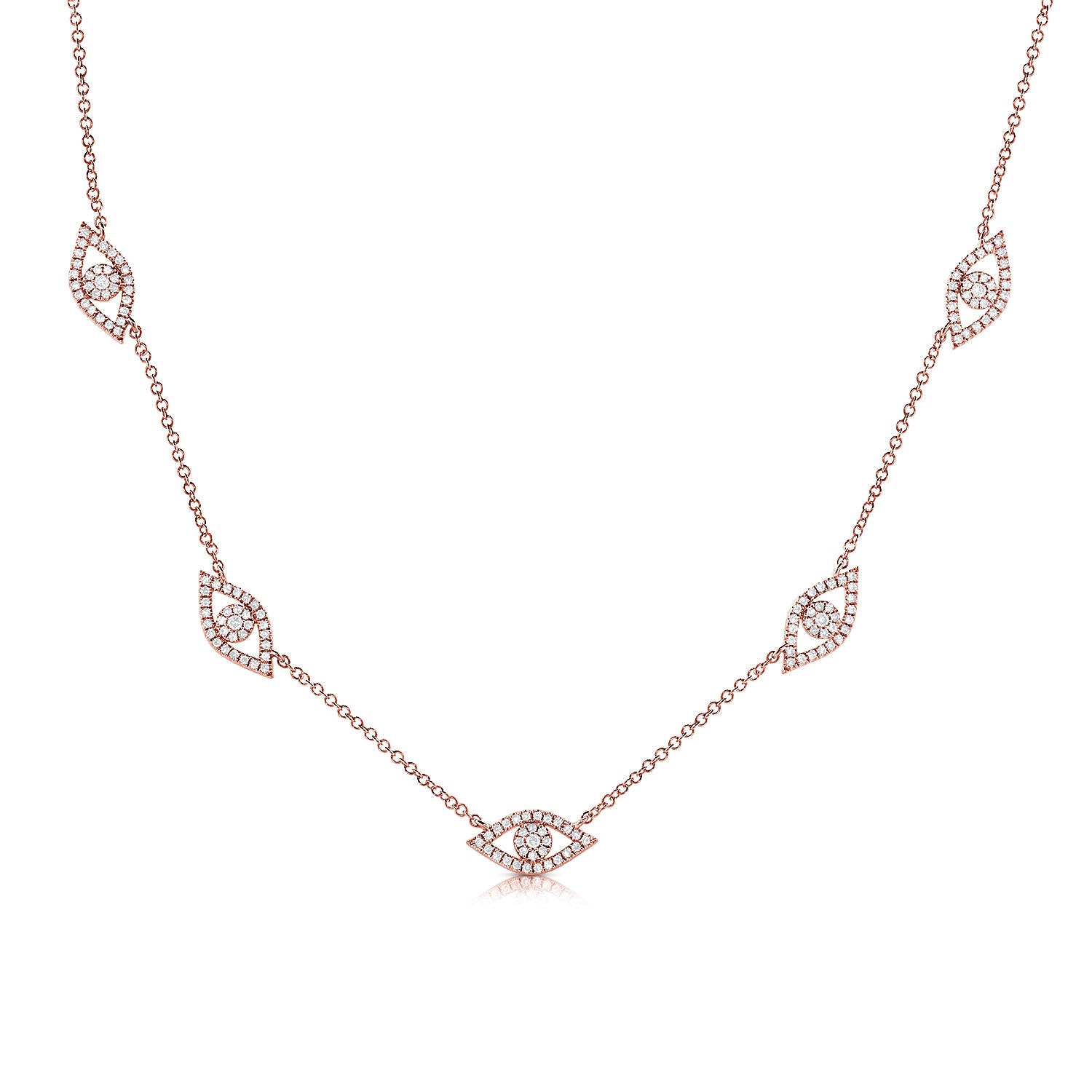 14K Rose Gold Diamond Evil Eye Necklace – Maurice's Jewelers