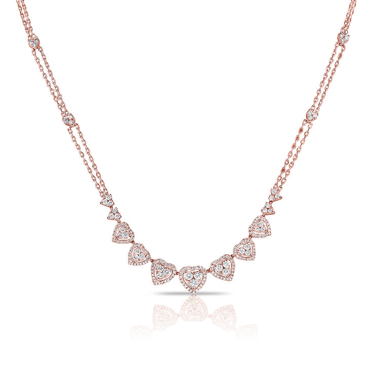14K Rose Gold Fancy Diamond Heart Necklace – Maurice's Jewelers