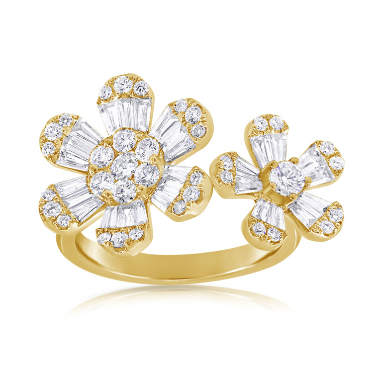 14K Yellow Gold Double Diamond Flower Ring – Maurice's Jewelers