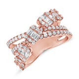 14K Rose Gold Diamond Crossover Ring-Rings-Maurice's Jewelers-ROSE GOLD-