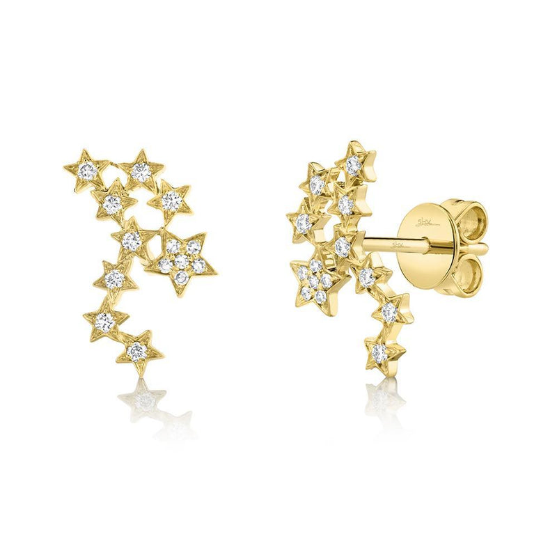 14K White Gold Diamond Star Constellation Earrings-Earrings-Maurice's Jewelers-YELLOW GOLD-