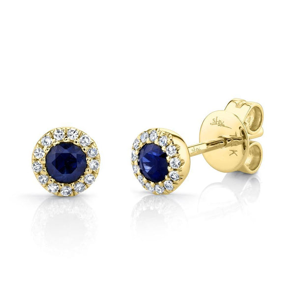 Sapphire and diamond on sale earrings yellow gold