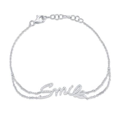 14K White Gold Diamond "SMILE" Bracelet-Bracelets-Maurice's Jewelers-