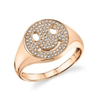 14K Rose Gold Pave Diamond Smiley Ring-Rings-Maurice's Jewelers-