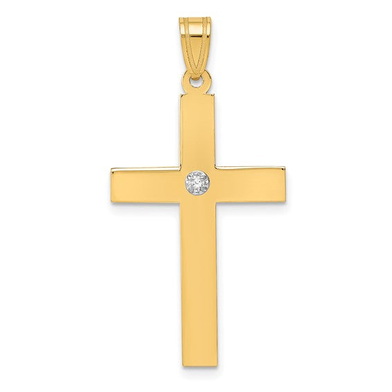 14K Yellow Gold Diamond Large Cross Pendant-Charms & Pendants-Maurice's Jewelers-