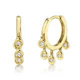 14K White Gold Diamond Bezel Dangle Small Hoop Earring-EARRINGS-Maurice's Jewelers-YELLOW GOLD-