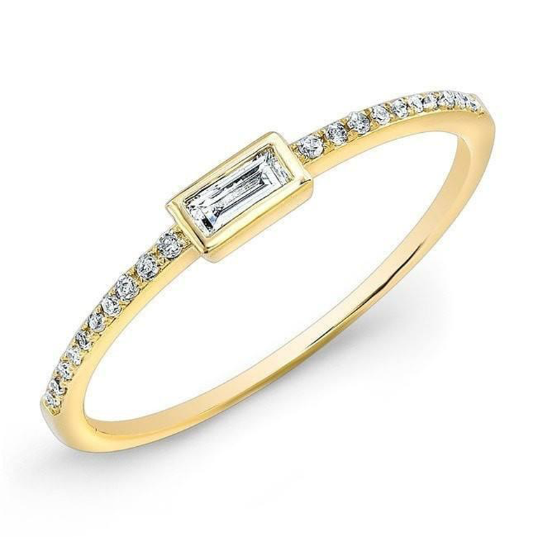 14K Yellow Gold Baguette Diamond Stackable Ring-Rings-majolie-Yellow Gold-4-