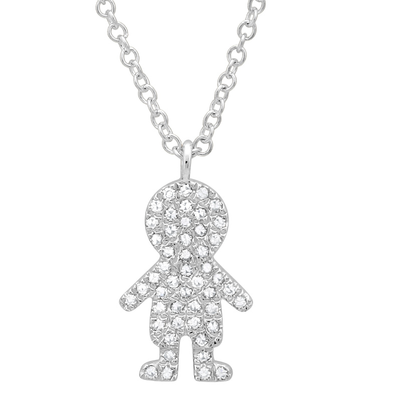 14K White Gold Diamond Boy Necklace-Necklaces-Maurice's Jewelers-White Gold-