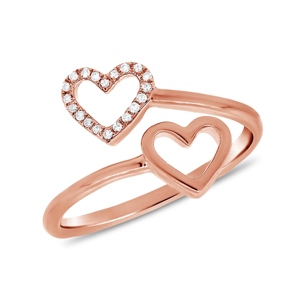 14K Rose Gold Diamond Double Heart Ring – Maurice's Jewelers