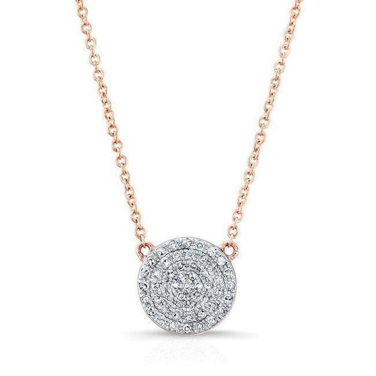 14K Yellow Gold Diamond Double Sided Disc and Pave Heart Pendant ...