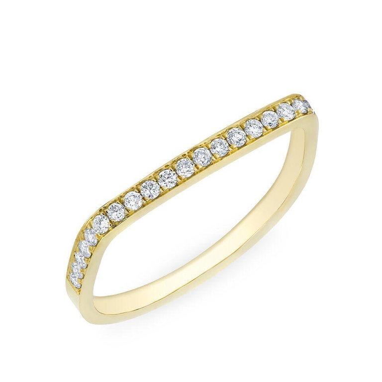 14K Yellow Gold Diamond Flat Top Stacking Ring-Rings-majolie-Yellow Gold-4-