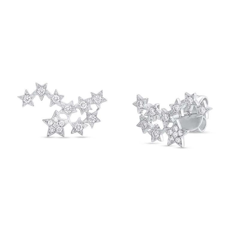 14K White Gold Diamond Star Constellation Earrings-Earrings-Maurice's Jewelers-WHITE GOLD-