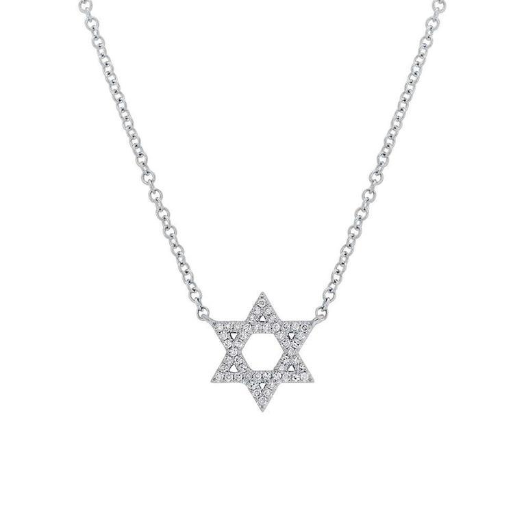 14K White Gold Diamond Star of David Necklace-Necklaces-Maurice's Jewelers-