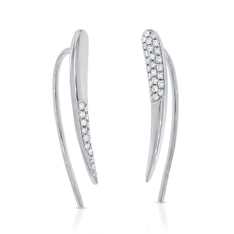 14K White Gold Diamond Tip Ear Climbers-EARRINGS-aaron jewelry-