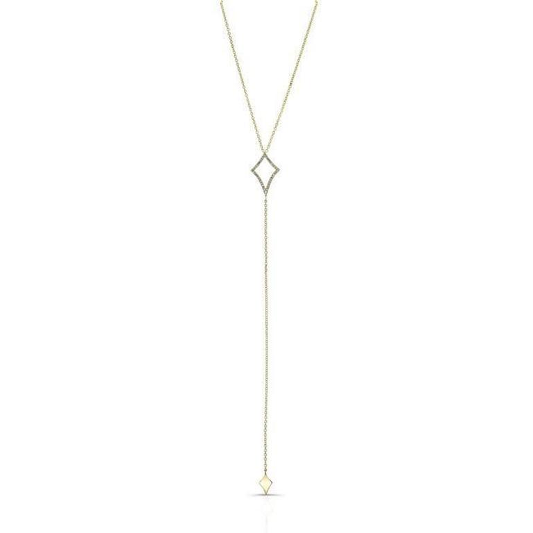 14K Yellow Gold Diamond Triangle Lariat Necklace-Necklaces-majolie-