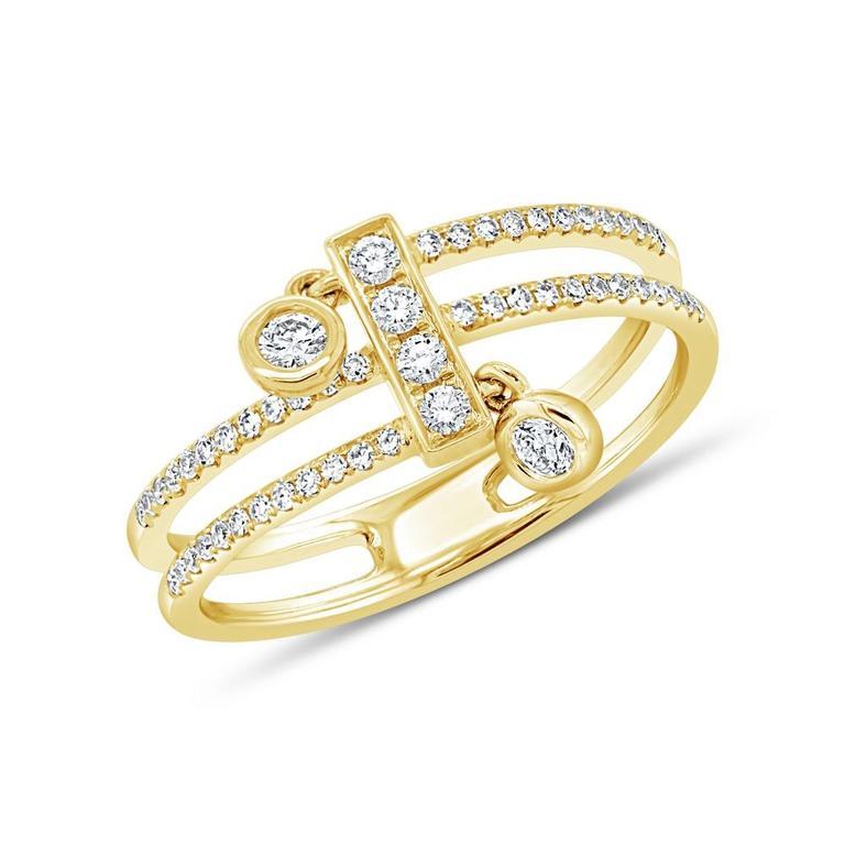 14K Yellow Gold Diamond Wrap Bezel Charm Ring-Rings-Maurice's Jewelers-YELLOW GOLD-