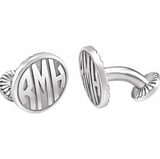 Sterling Silver 3-Letter Block Monogram Oval Cuff Links-CUFFLINKS-stuller-Sterling Silver-