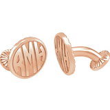 Sterling Silver 3-Letter Block Monogram Oval Cuff Links-CUFFLINKS-stuller-Rose Gold Plated Sterling Silver-