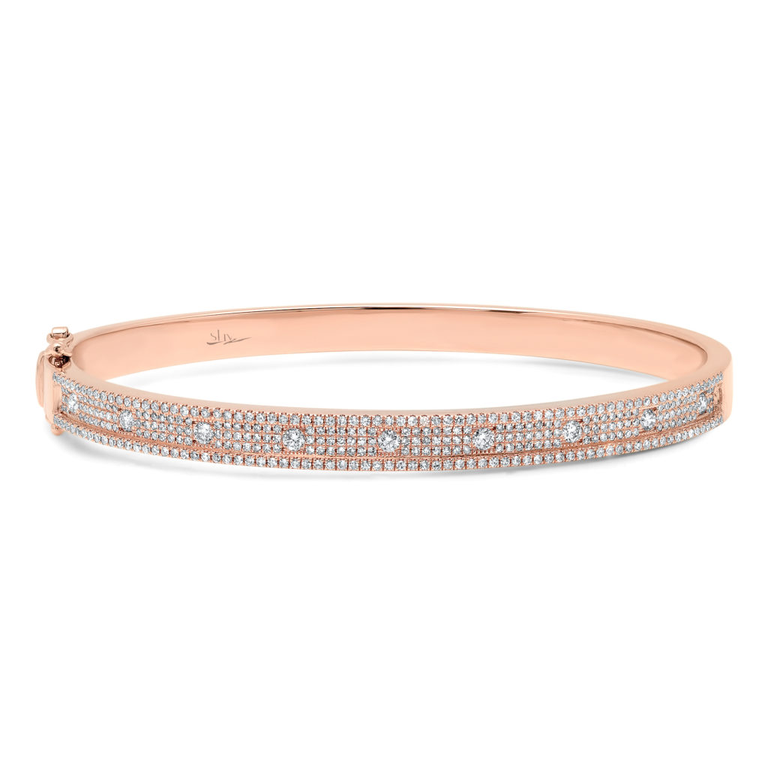 14K Yellow Gold Pave Diamond Bangle-Bracelets-Maurice's Jewelers-Rose Gold-