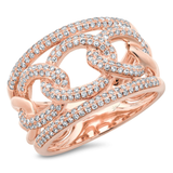 14K White Gold Pave Diamond Link Ring-Rings-Maurice's Jewelers-Rose Gold-4-