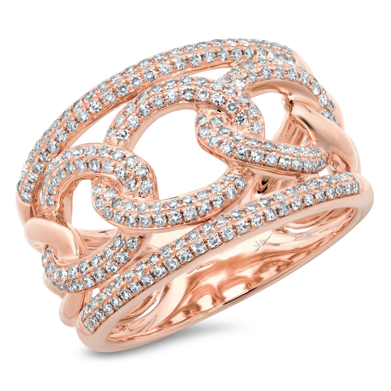 14K White Gold Pave Diamond Link Ring-Rings-Maurice's Jewelers-Rose Gold-4-