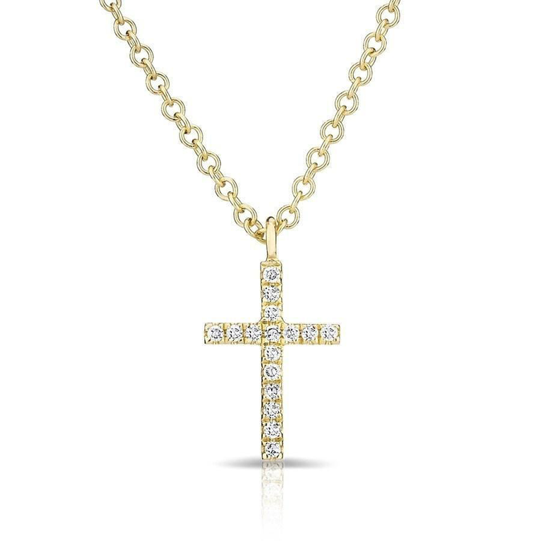 14K Yellow Gold Petite Diamond Cross Necklace – Maurice's Jewelers