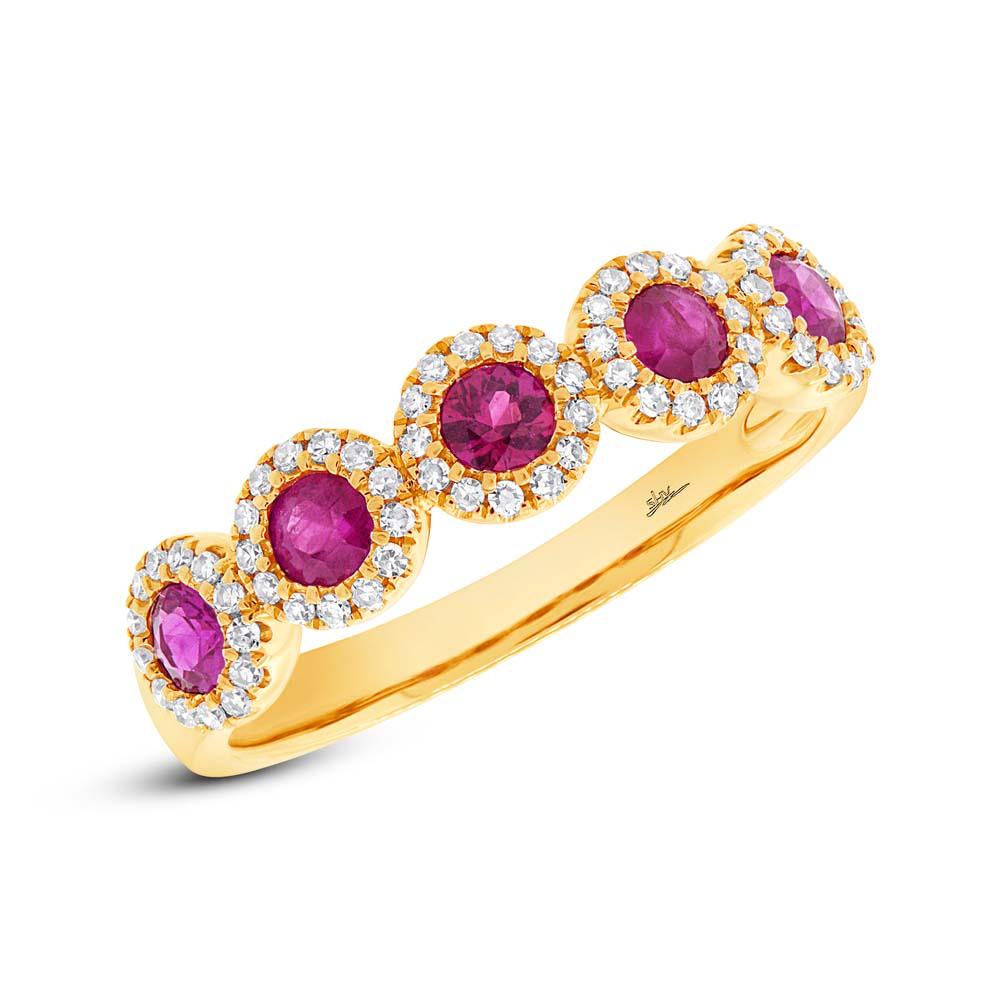 14K Yellow Gold Ruby Diamond Halo Band – Maurice's Jewelers